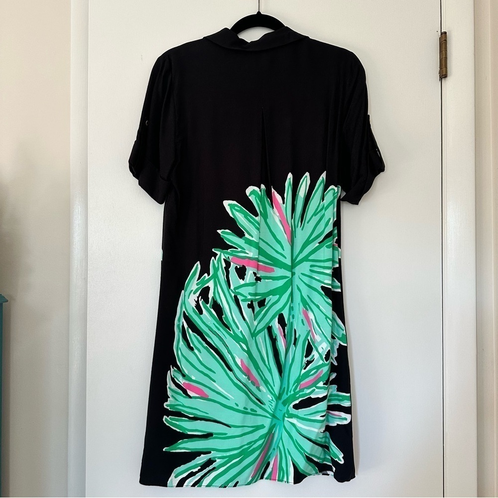 Lilly Pulitzer Elexa Black Palm Crazy Collared Dress - Picture 2 of 8